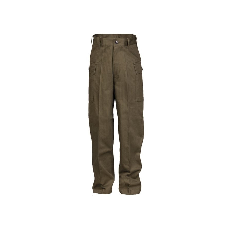 Pantalones infantiles réplica US HBT con cremallera, botón, 7 trabillas y bolsillos