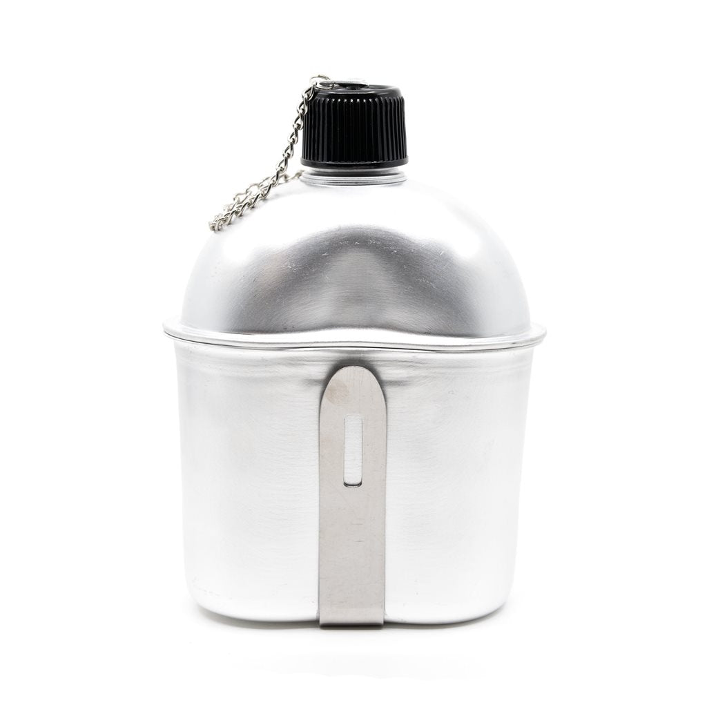 Cantimplora de campaña estilo US en aluminio con boquilla, réplica