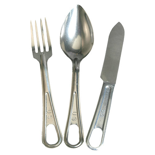 Reproducción cubiertos US WWII 1944: cuchara, tenedor y cuchillo