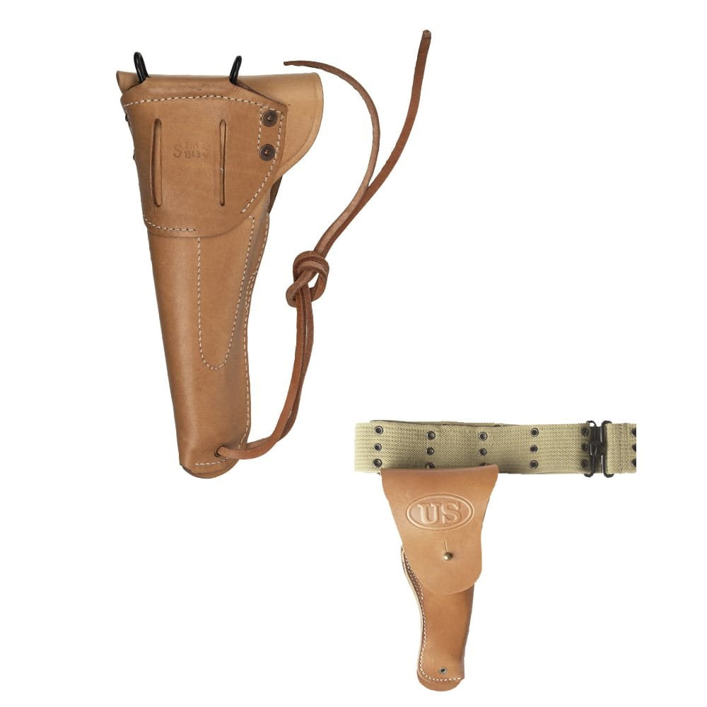 Funda pistola réplica M12 US en cuero marrón claro para cinturón
