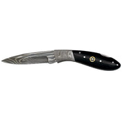 Navaja plegable Damasco 312 capas, mango de cuerno, hoja 8 cm, longitud total 18,1 cm, caja regalo