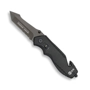 Cuchillo plegable táctico 18749 negro con hoja combinada