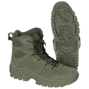 Botines COMMANDO verdes con suela robusta y dibujo, exterior de poliéster y plantilla EVA