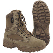 Botas MISSION Cordura coyote tan con cordones y cremallera lateral, cuero bovino y nylon