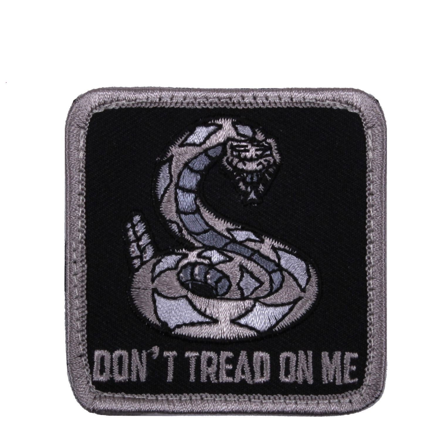 Parche velcro negro DON'T TREAD ON ME con serpiente 63 x 63 mm