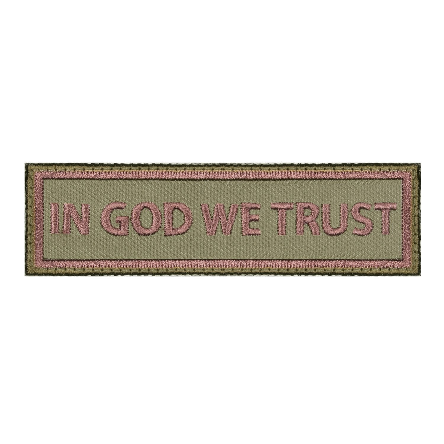 Parche velcro IN GOD WE TRUST, aprox. 10 x 2,5 cm para ropa y equipo táctico