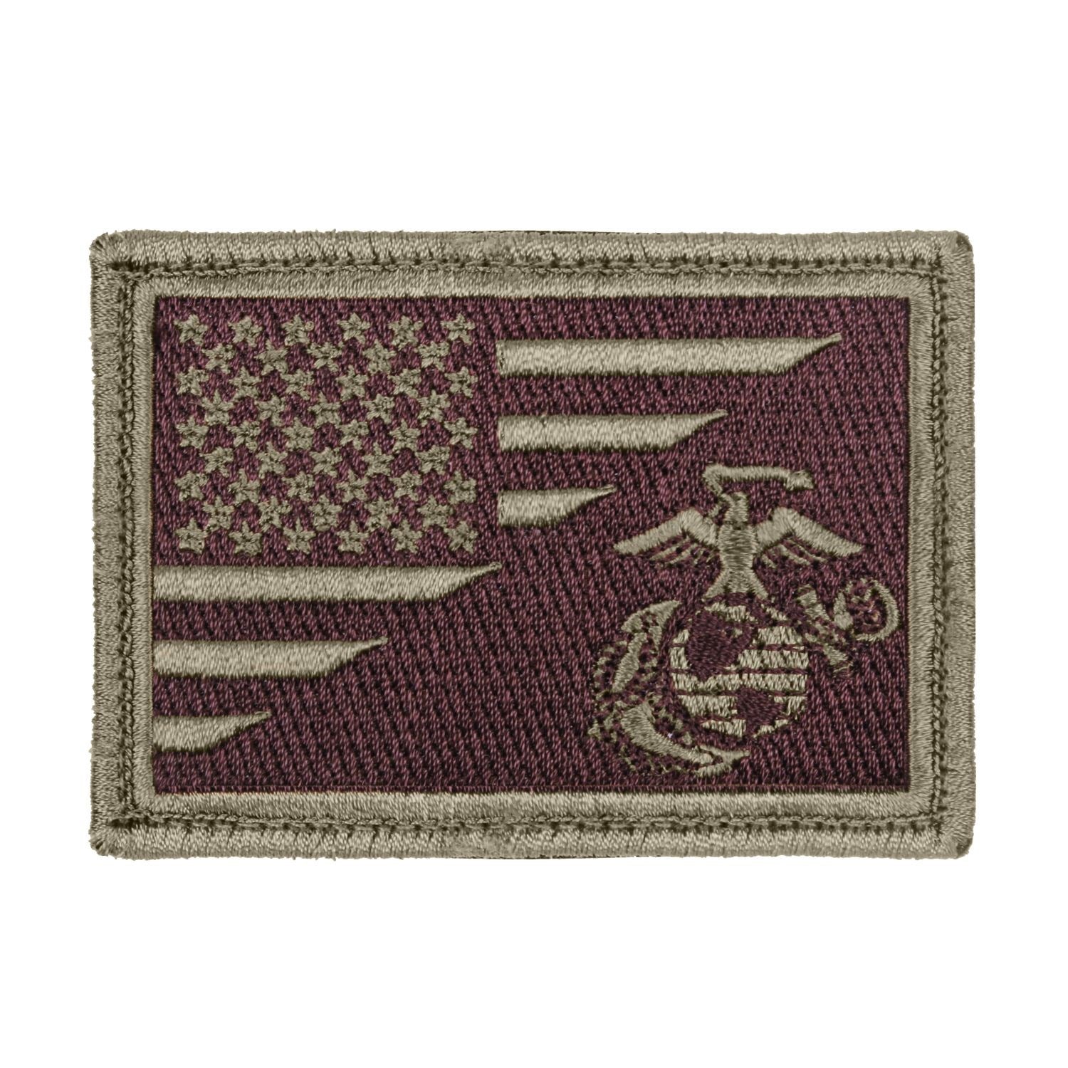Parche velcro con bandera de EE. UU. y emblema USMC, aprox. 85 x 60 mm, algodón/nylon/seda sintética