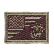 Parche velcro con bandera de EE. UU. y emblema USMC, aprox. 85 x 60 mm, algodón/nylon/seda sintética