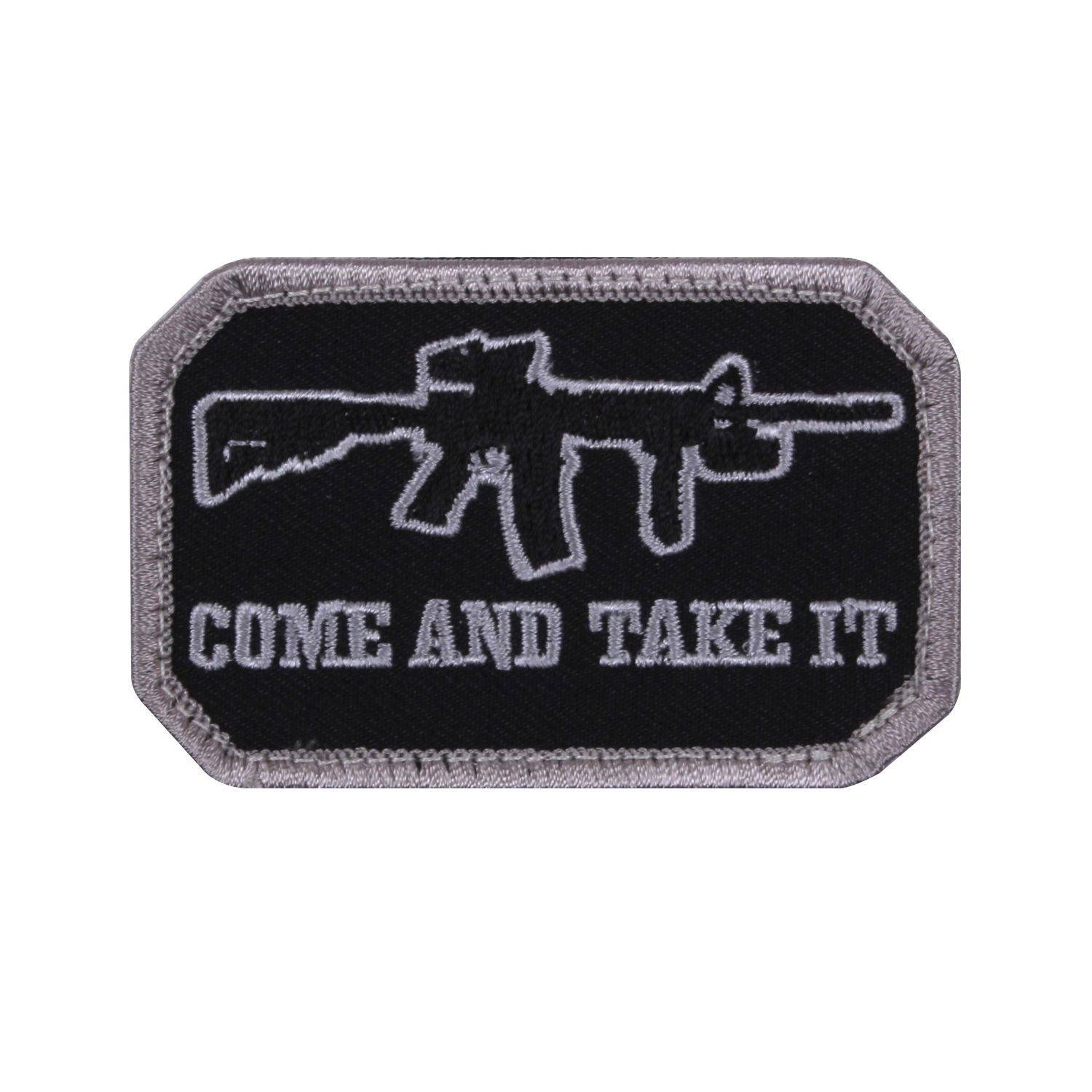Parche velcro COME AND TAKE IT negro, aprox. 5,5 x 7,5 cm