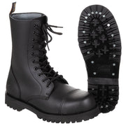 Botas altas negras Pure Trash de piel con puntera de acero y suela atornillada
