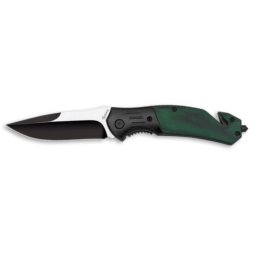 Navaja plegable STAMINA 8.3 con filo liso en color verde