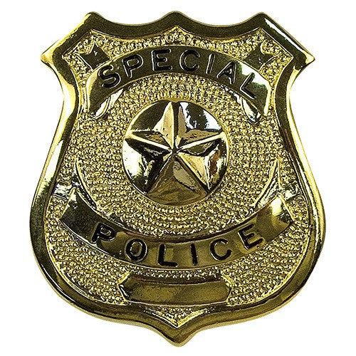 Placa imitación 'SPECIAL POLICE' dorada en metal para decoración