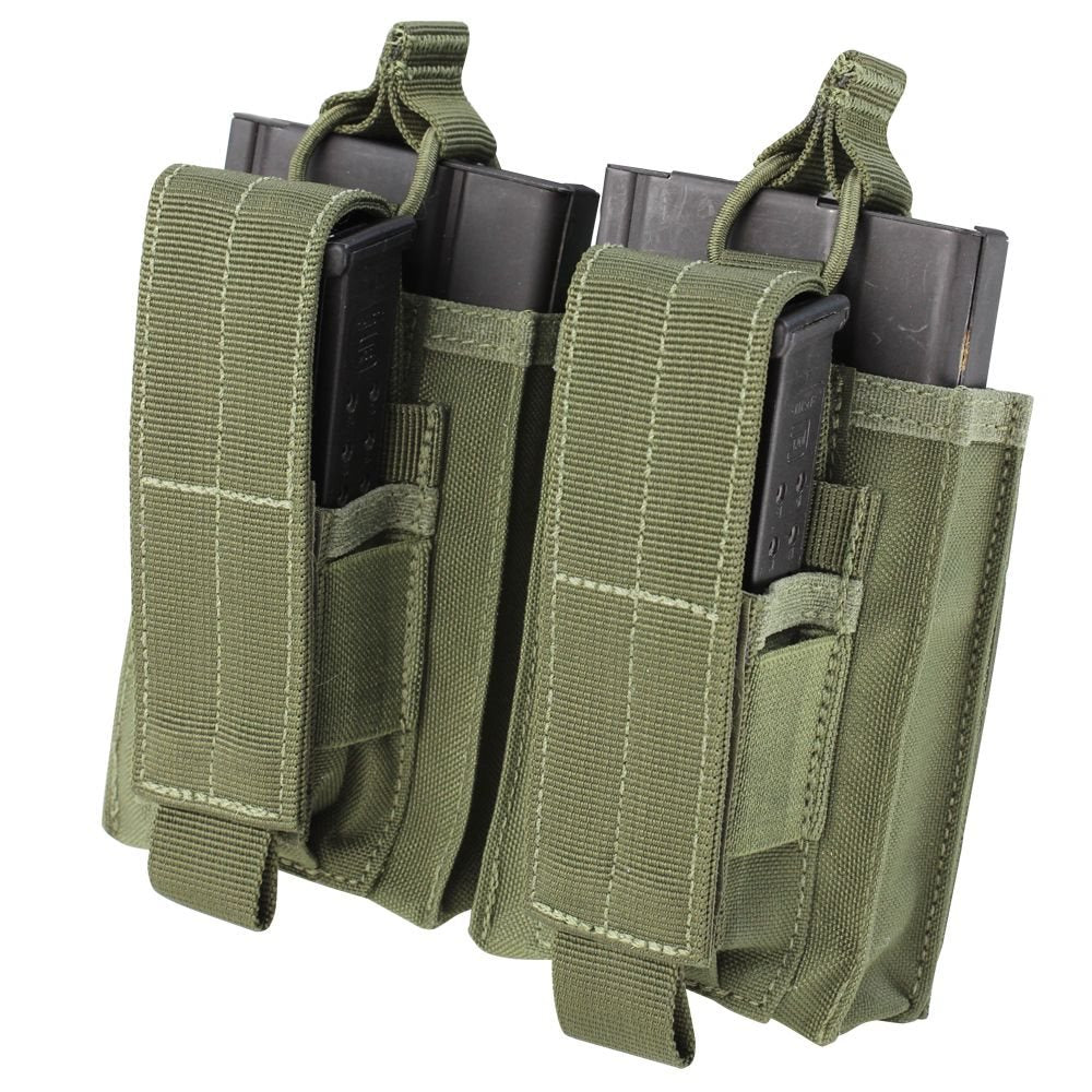 Funda táctica KANGAROO para 2 cargadores M14 en color verde, vista frontal