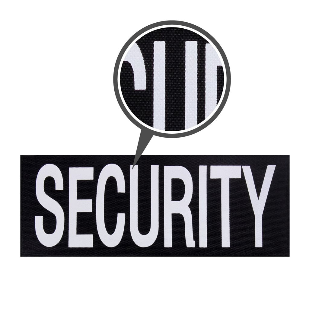 Set de 2 parches SECURITY negros con impresión blanca y velcro (60×145 mm y 100×270 mm)