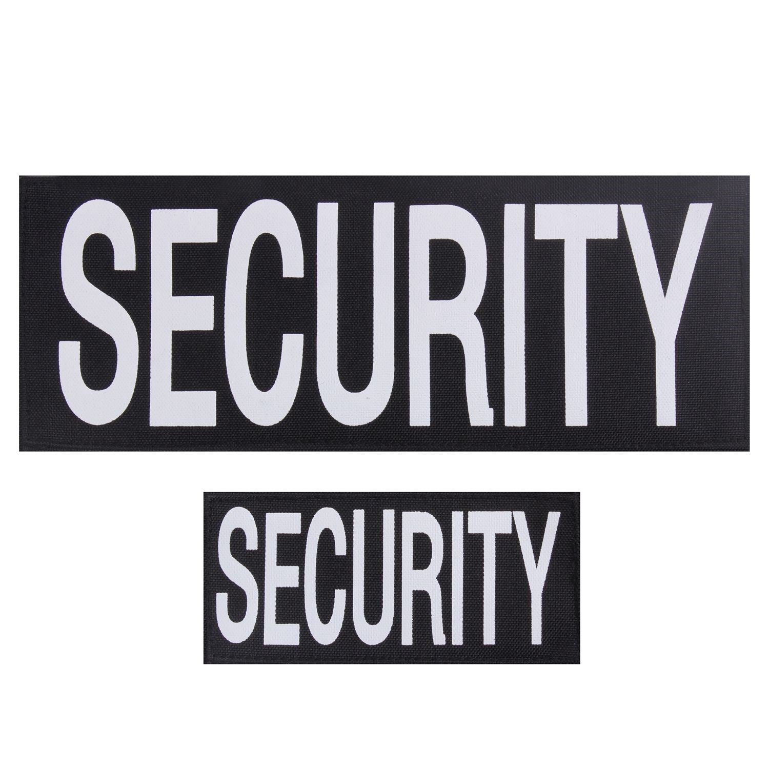 Set de 2 parches SECURITY negros con impresión blanca y velcro (60×145 mm y 100×270 mm)