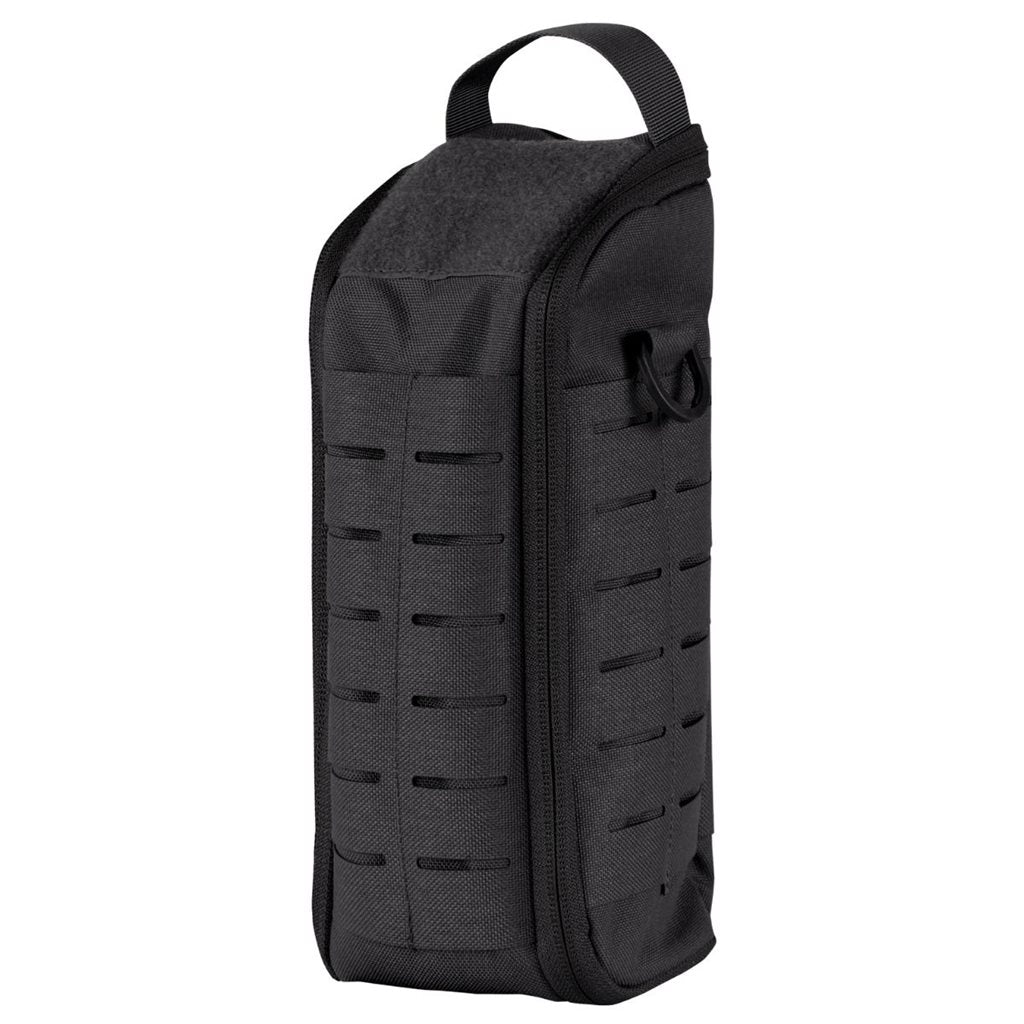 Funda FIELD para botella negra, acolchada y cubierta con cinta PALS/MOLLE troquelada por láser