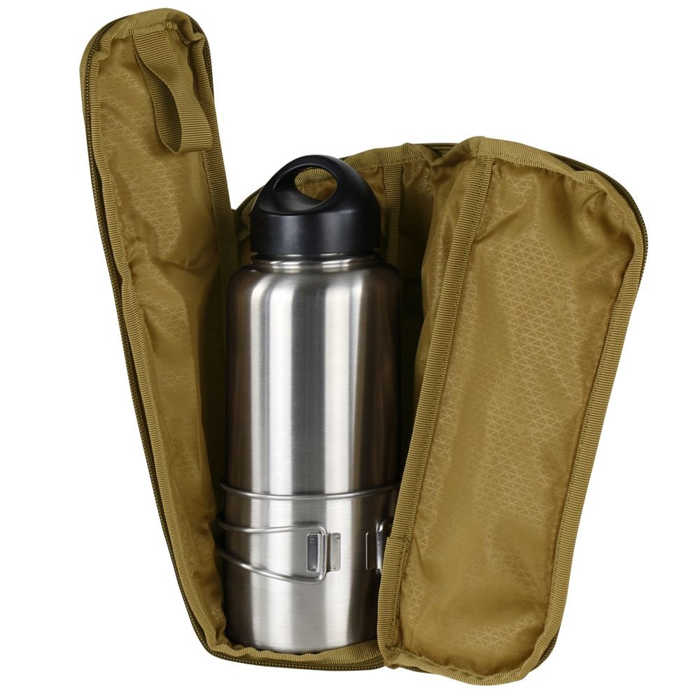 Funda FIELD para botella negra, acolchada y cubierta con cinta PALS/MOLLE troquelada por láser