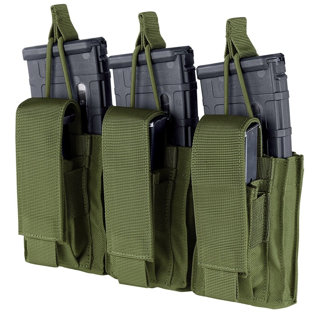 Funda portacargadores Kangaroo Gen II verde para 3 cargadores AR/AK y 3 de pistola, nylon resistente y fijación MOLLE/PALS