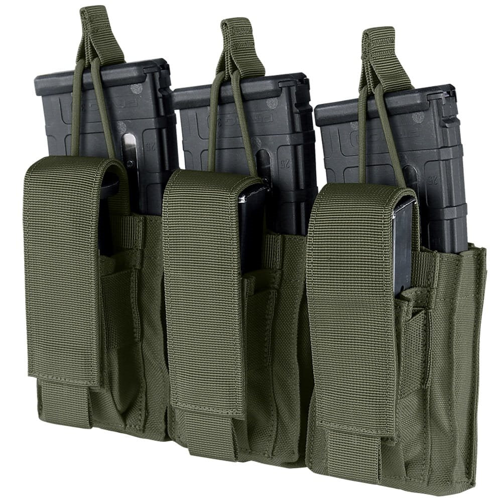 Funda portacargadores Kangaroo Gen II verde para 3 cargadores AR/AK y 3 de pistola, nylon resistente y fijación MOLLE/PALS