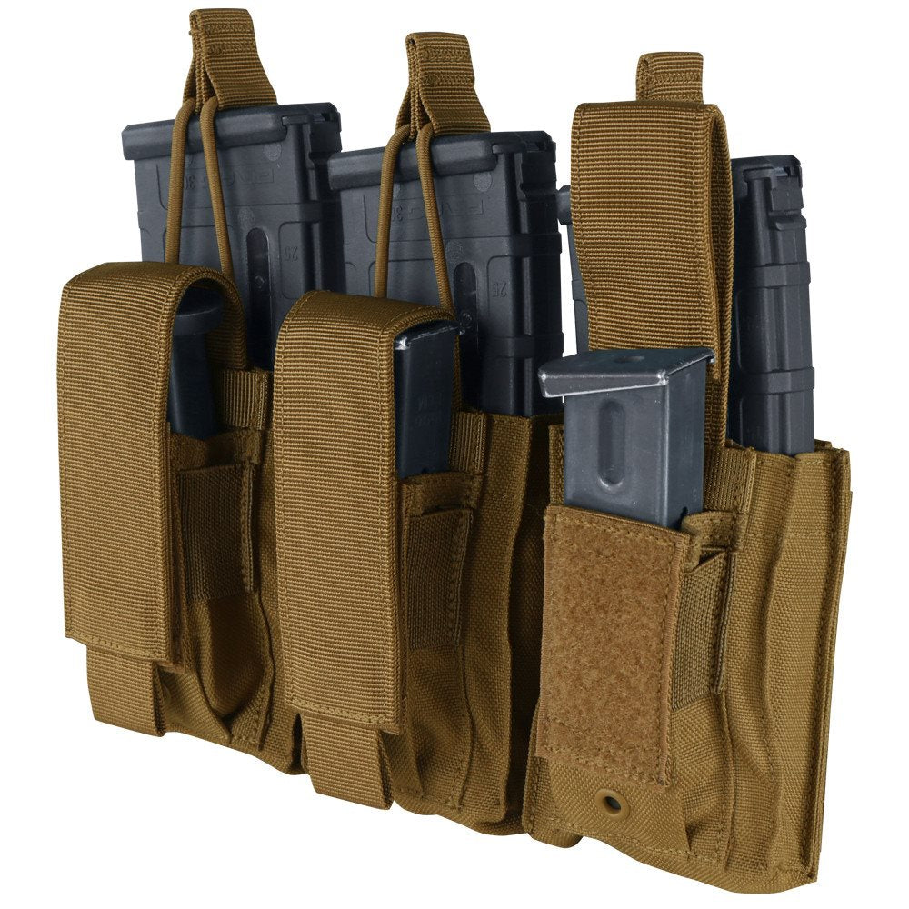 Funda portacargadores Kangaroo Gen II verde para 3 cargadores AR/AK y 3 de pistola, nylon resistente y fijación MOLLE/PALS