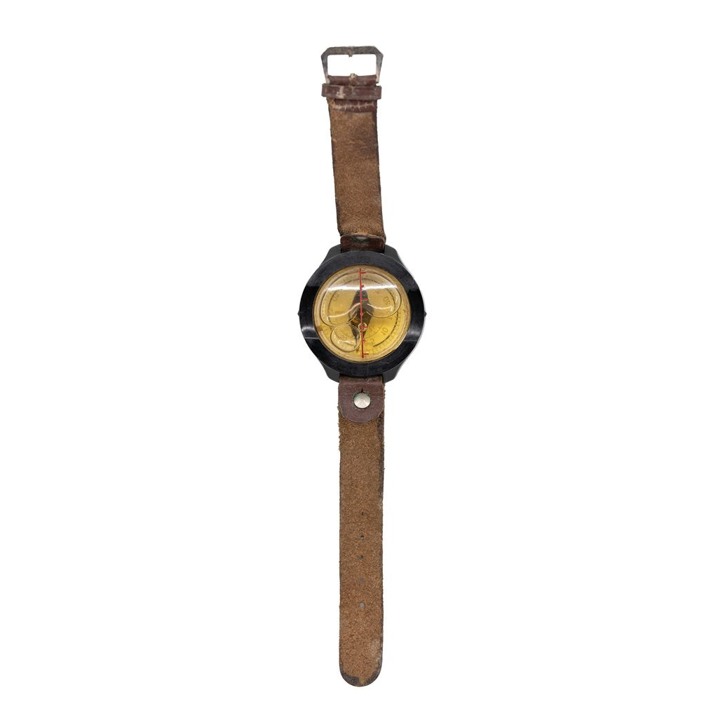 Brújula de pulsera militar LHX con correa de cuero, diámetro 4,5 cm (usada)