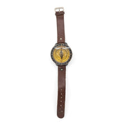 Brújula de pulsera militar LHX con correa de cuero, diámetro 4,5 cm (usada)