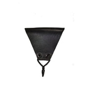 Anilla triangular francesa de cuero negro para sujeción al cinturón, original, usado