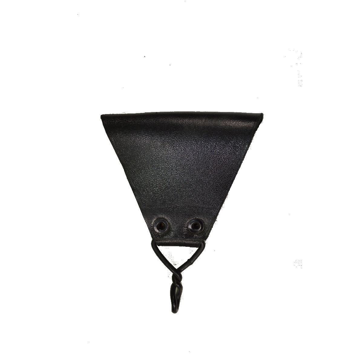Anilla triangular francesa de cuero negra, original, piel natural