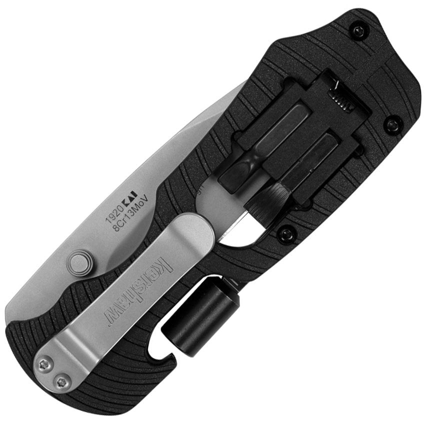 Cuchillo plegable SELECT FIRE, hoja lisa de acero inoxidable, mango GRN y adaptador con 4 puntas, negro