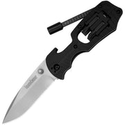 Cuchillo plegable SELECT FIRE, hoja lisa de acero inoxidable, mango GRN y adaptador con 4 puntas, negro