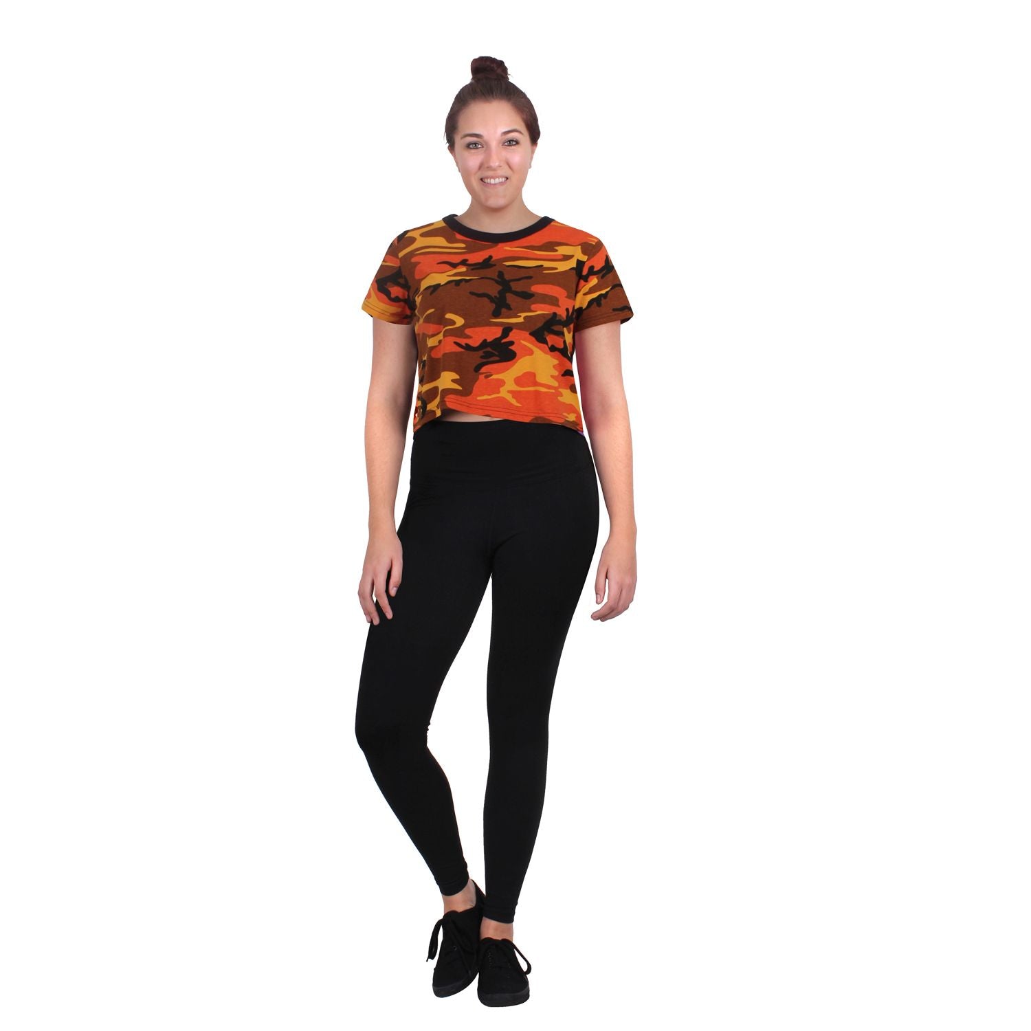 Camiseta crop corta mujer camuflaje 60% algodon 40% poliester