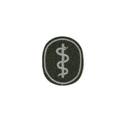 Parche oval NVA con texto 'MEDIZINER', aprox. 5 x 6 cm