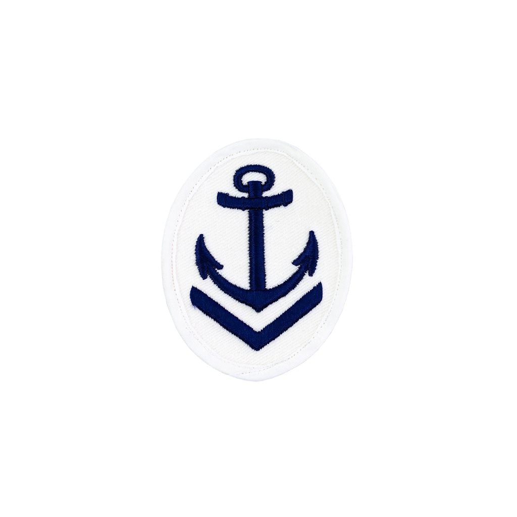 Parche naval NVA Obermaat oval con ancla en blanco, aprox. 7 x 9 cm