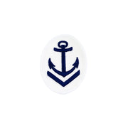 Parche naval NVA Obermaat oval con ancla en blanco, aprox. 7 x 9 cm