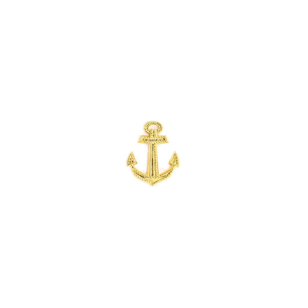 Insignia metálica dorada en forma de ancla 2,4 x 1,9 cm