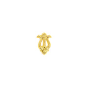 Insignia metálica en forma de arpa dorada, aprox. 3 x 2 cm, con pasador