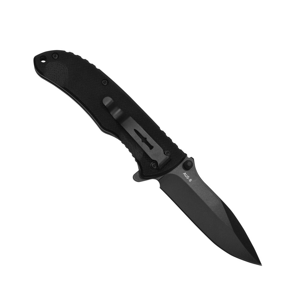 Navaja plegable CENTERFIRE .270 con hoja AUS-8 revestida y mango G10 negro