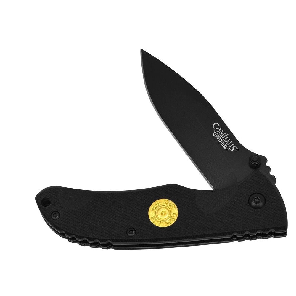 Navaja plegable CENTERFIRE .270 con hoja AUS-8 revestida y mango G10 negro