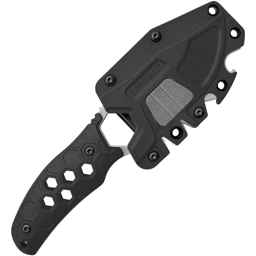 Cuchillo COMB hoja fija con perforaciones en forma de panal y recubrimiento titanio