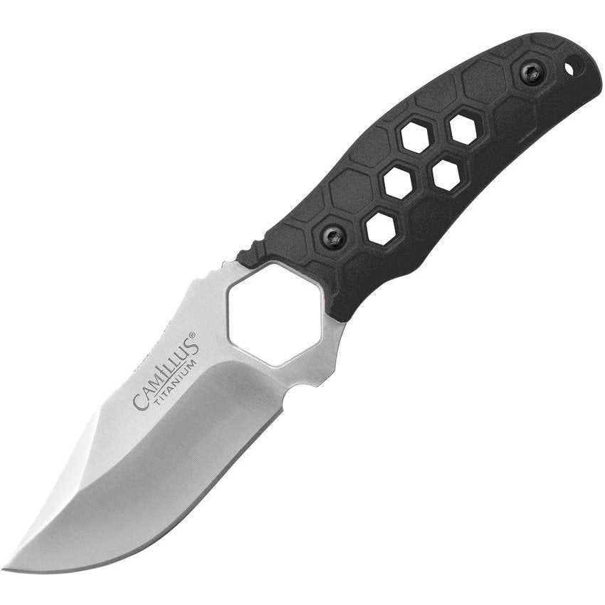Cuchillo COMB hoja fija con perforaciones en forma de panal y recubrimiento titanio