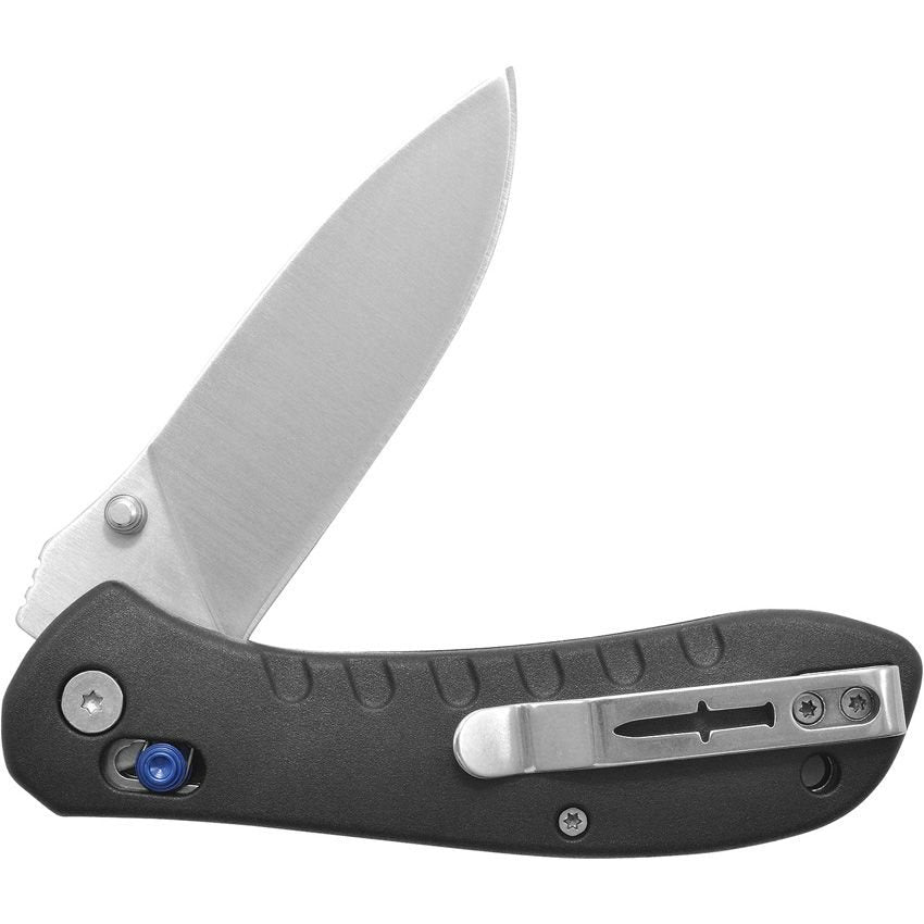 Cuchillo plegable ROVAX CUDA Camillus, filo liso en acero 420, 54 HRC, apertura ambidiestra, negro