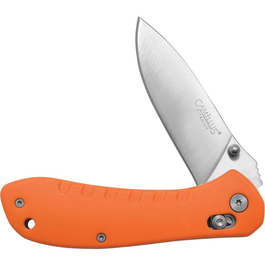 Cuchillo plegable ROVAX CUDA naranja con hoja lisa de acero inoxidable 420 (54 HRC)
