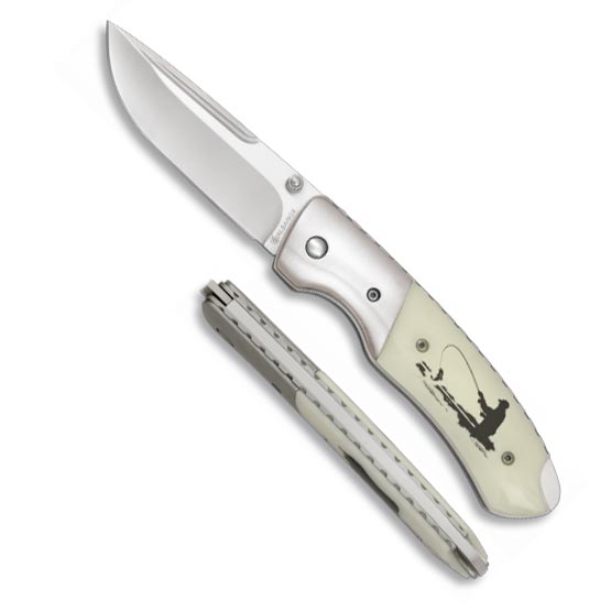 Navaja plegable DELUXE FISHERMAN con motivo de pesca y hoja 8 cm