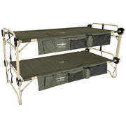 Litera plegable ARM-O-BUNK verde, variante militar; dimensiones exteriores 208 x 100,5 x 110,5 cm