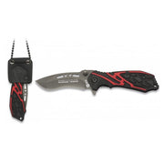 Navaja plegable K25 19932 rojo/negro con hoja lisa y funda kydex