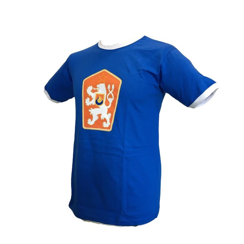 Camiseta retro azul claro con gran emblema estatal ČSSR en el pecho