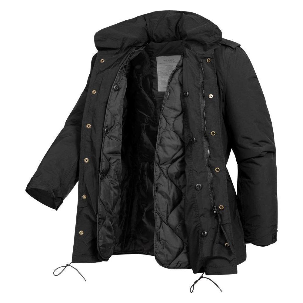 Chaqueta US M65 HYDRO negra con forro, vista frontal
