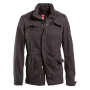 Chaqueta Delta Britannia negra con capucha, seis bolsillos y ajuste en la cintura