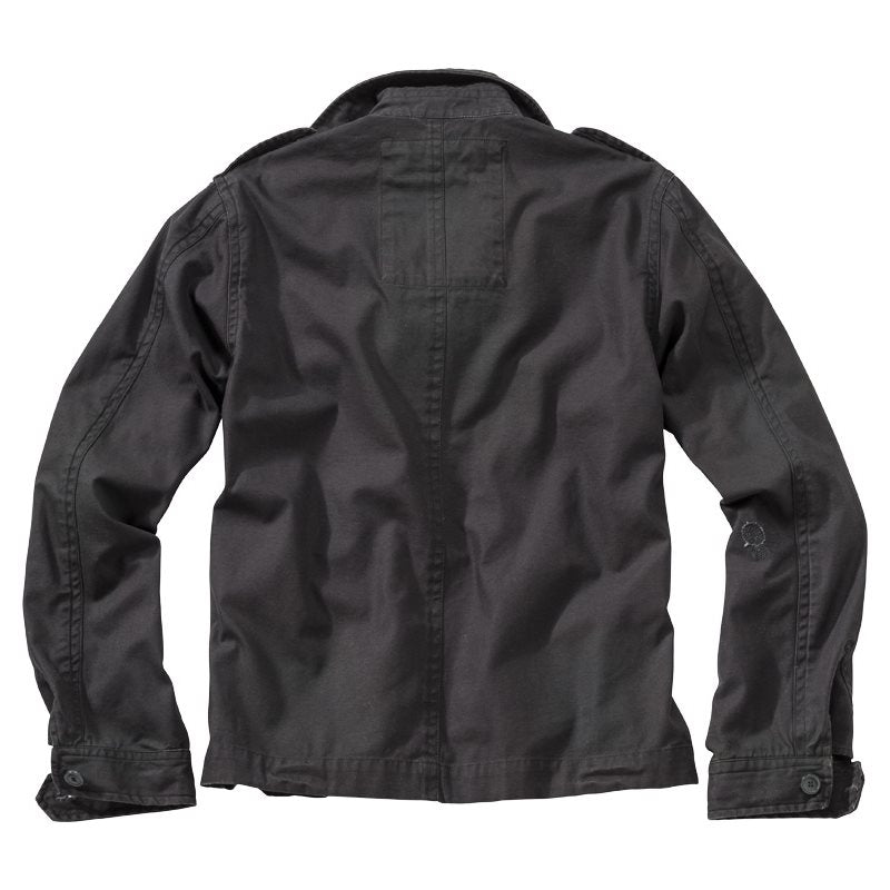 Chaqueta Heritage Negra, ligera estilo raw vintage con dos bolsillos en el pecho y solapas