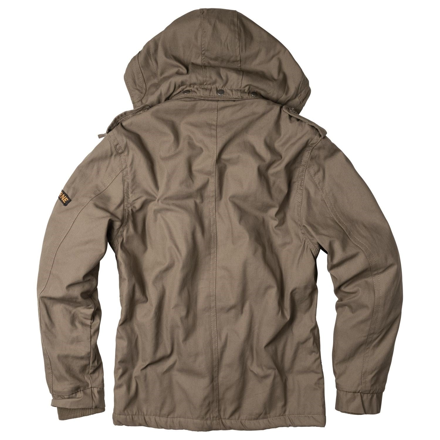 Chaqueta Airborne verde vintage con capucha desmontable y cremallera de latón